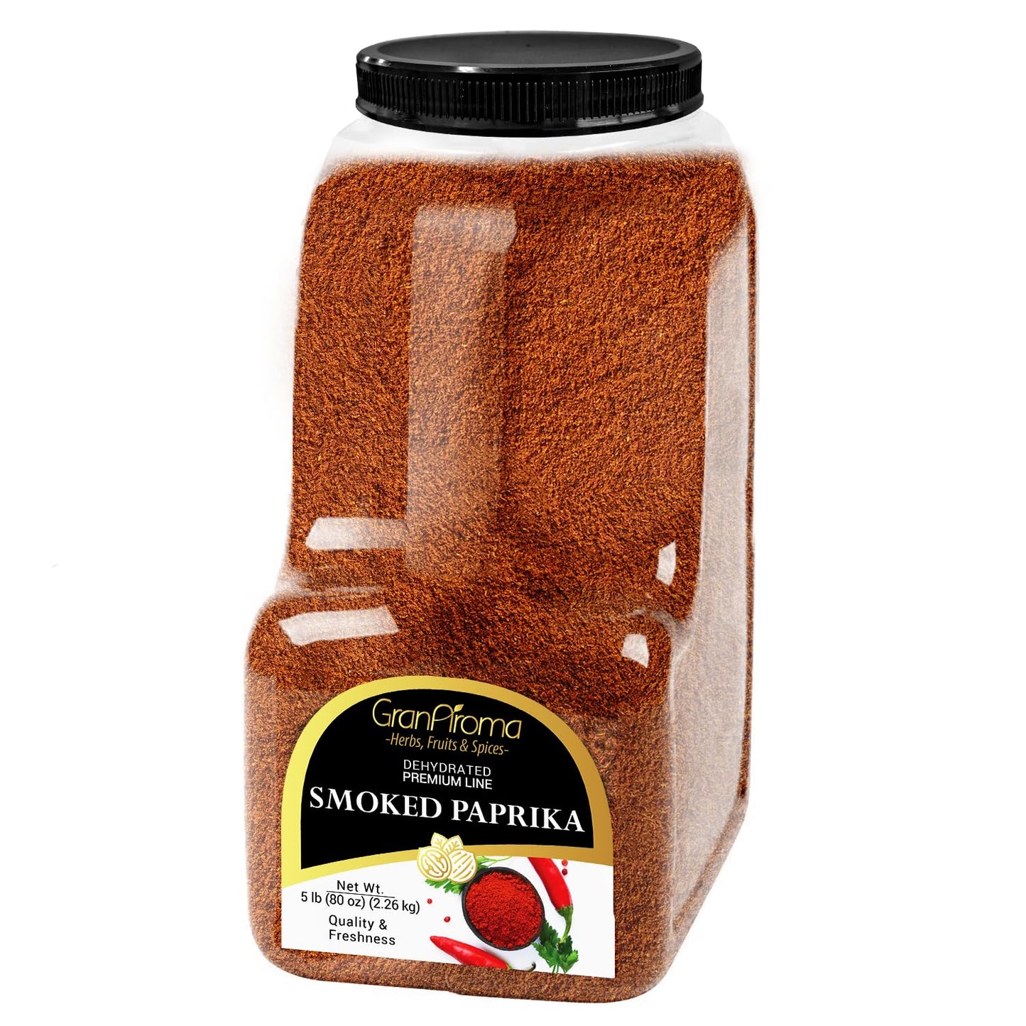 GranAroma Smoked Paprika Bulk Size, Fine Ground, Strong & Smoky Taste (5 Pound)