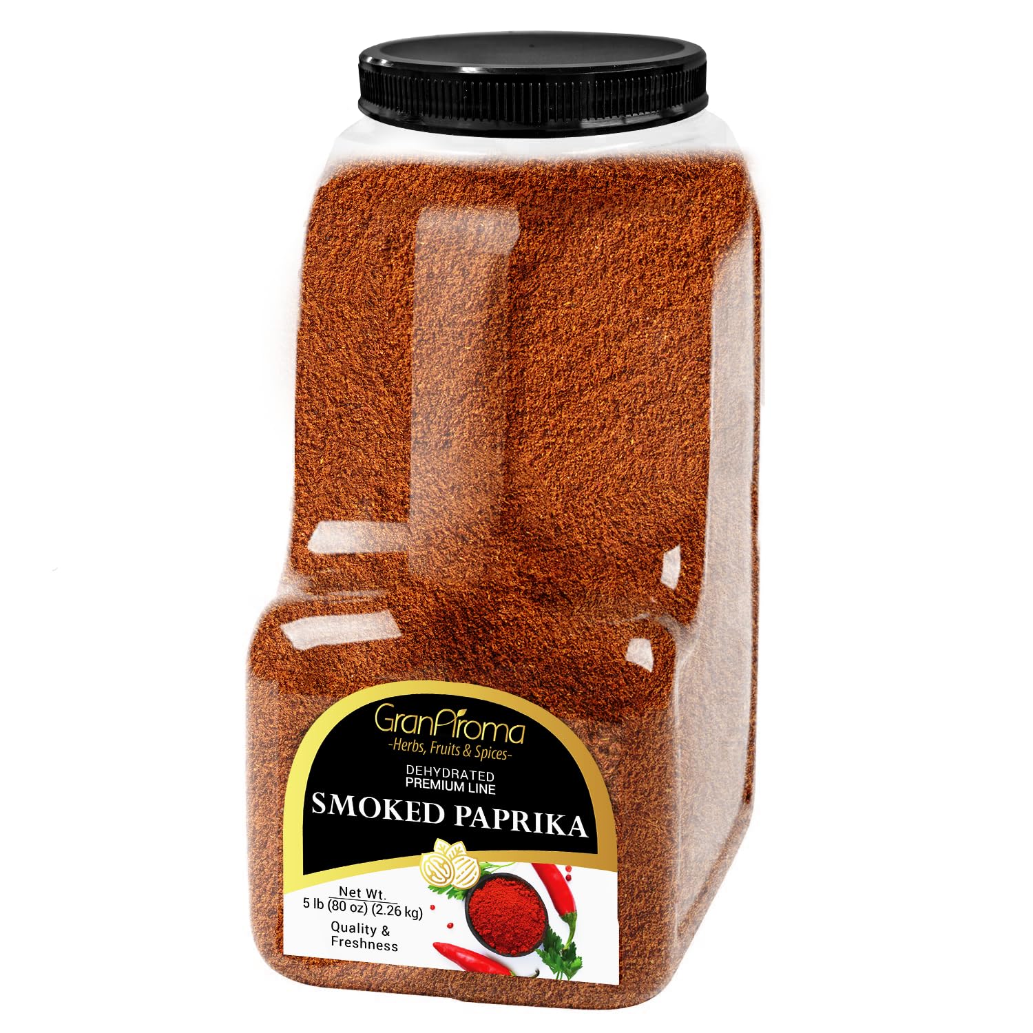 GranAroma Smoked Paprika Bulk Size, Fine Ground, Strong & Smoky Taste (5 Pound)