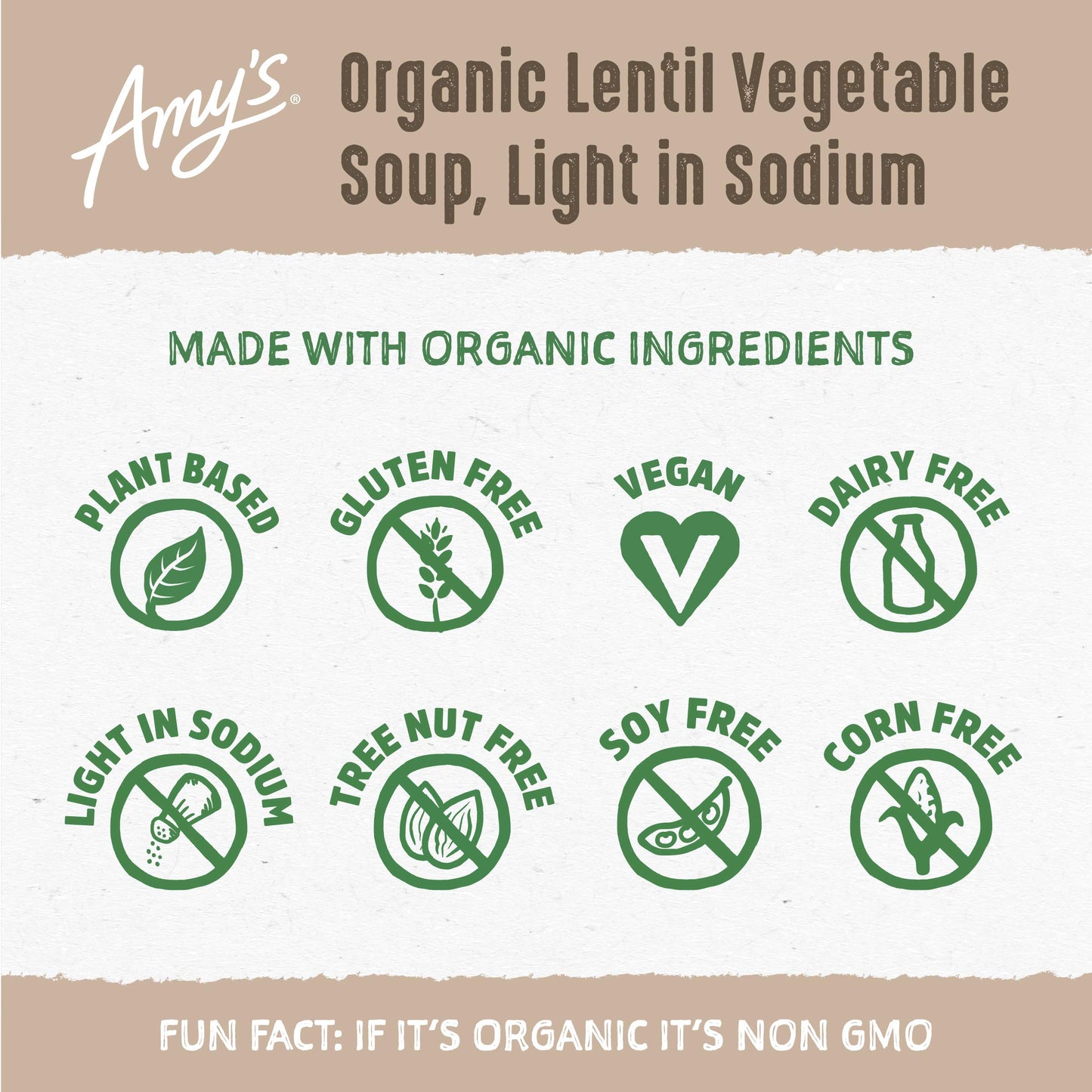 Amy's Lentil Vegetable Low Sodium Organic Soup, 14.5 Ounce