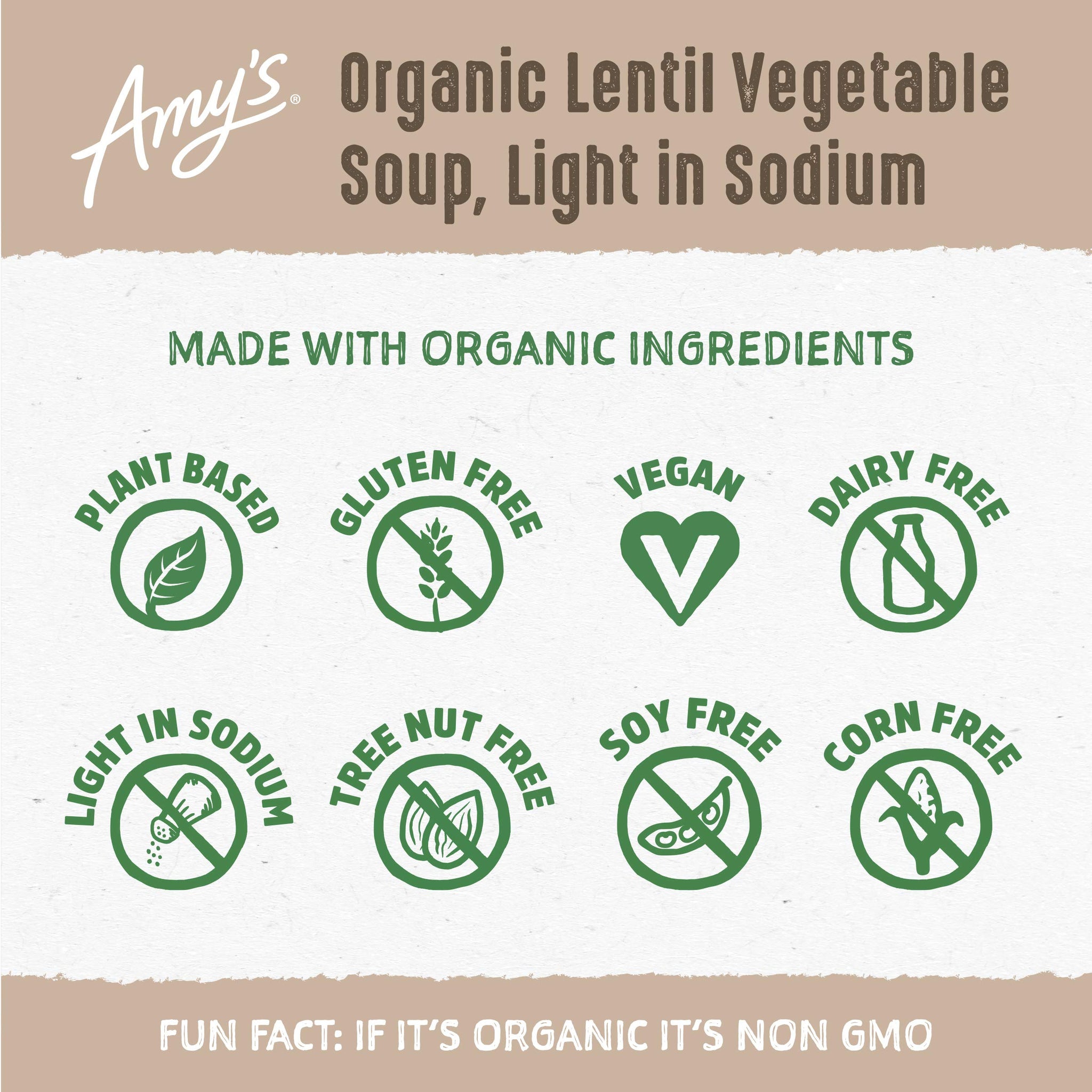 Amy's Lentil Vegetable Low Sodium Organic Soup, 14.5 Ounce