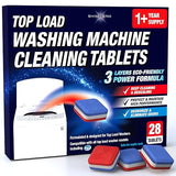 Washing Machine Cleaner Tablets 28 Pack for HE Top Load - Eco Friendly Washer Machine Cleaning Tablets - 3 Layers Septic Safe Wash Machine Full