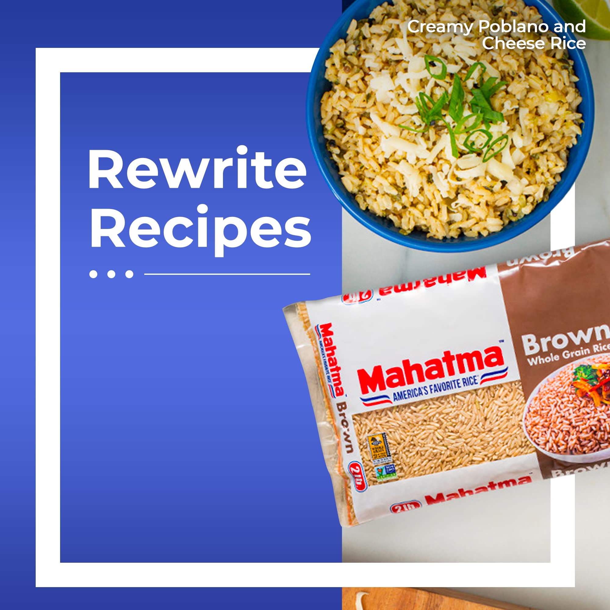 Mahatma Whole-Grain Brown Rice, 2lb Bag of Rice, Stovetop or Microwave Rice