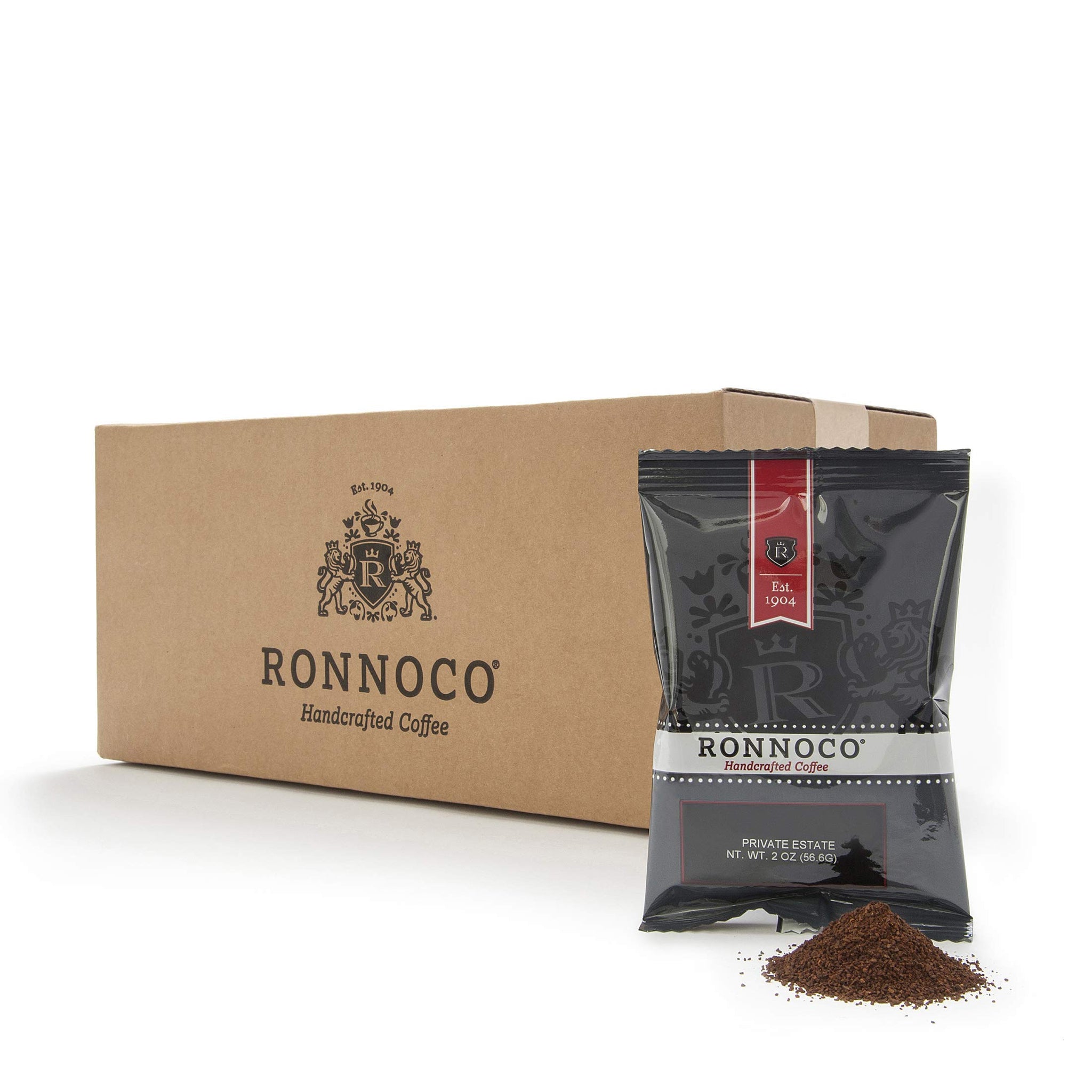 Ronnoco Signature Private Estate, Handcrafted Ground Coffee Fraction Packs, Medium Roast, Single Pot Bags for Drip Coffee Makers, Individual Packets