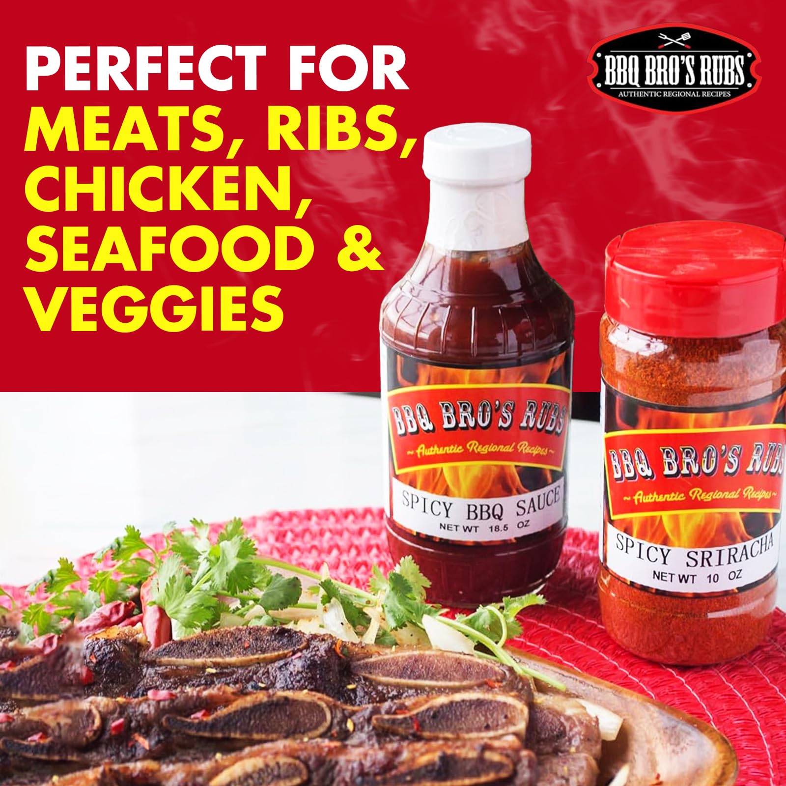 BBQ BROS RUBS (Spicy Style) - Barbecue Spices Seasonings Set - BBQ Rubs - Use for Grilling, Cooking & Smoking - Meat Rub, Dry Marinade, Rib Rub
