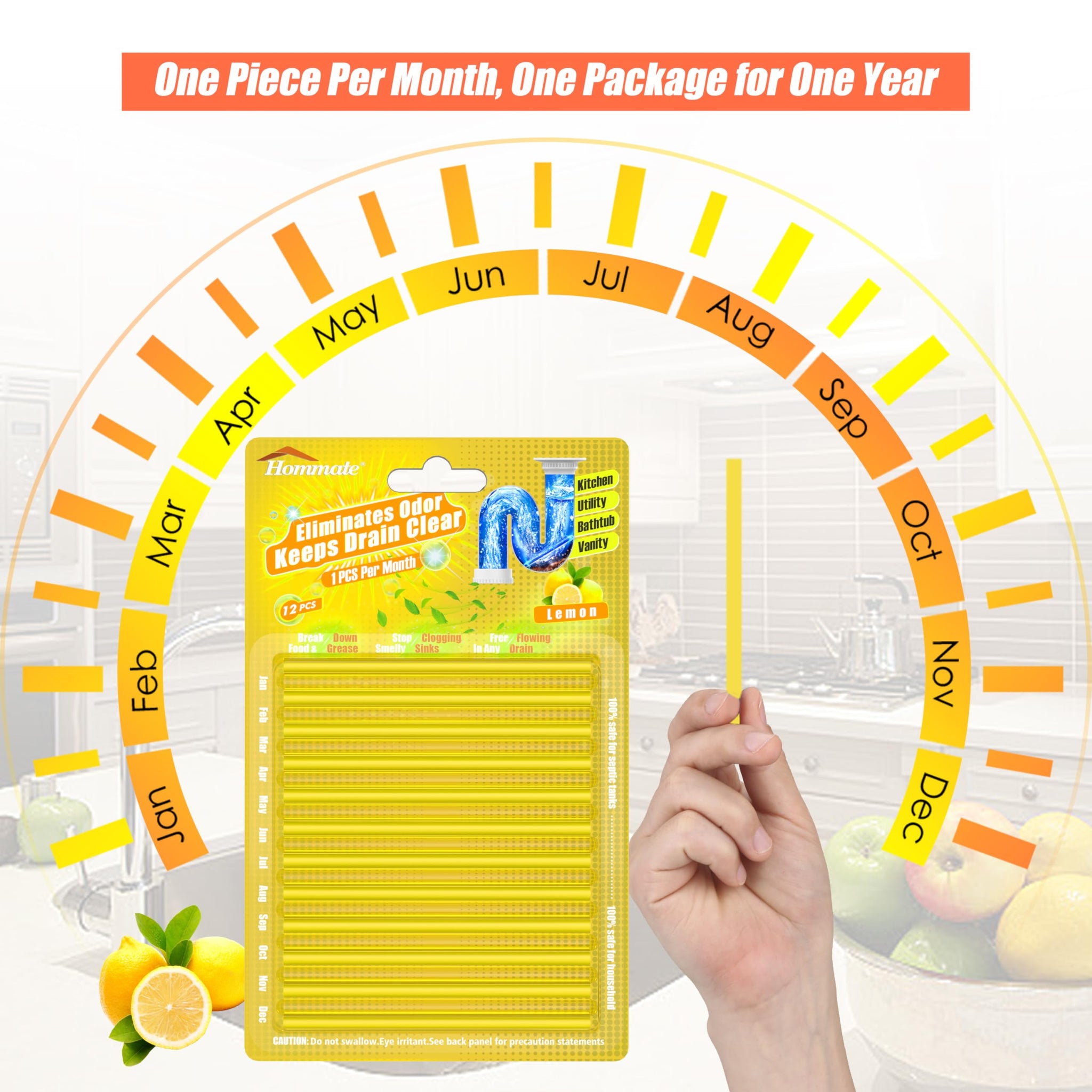 Drain Cleaner Sticks Keeps Drains and Pipes Clear and Odor As Seen On TV 4 Packs