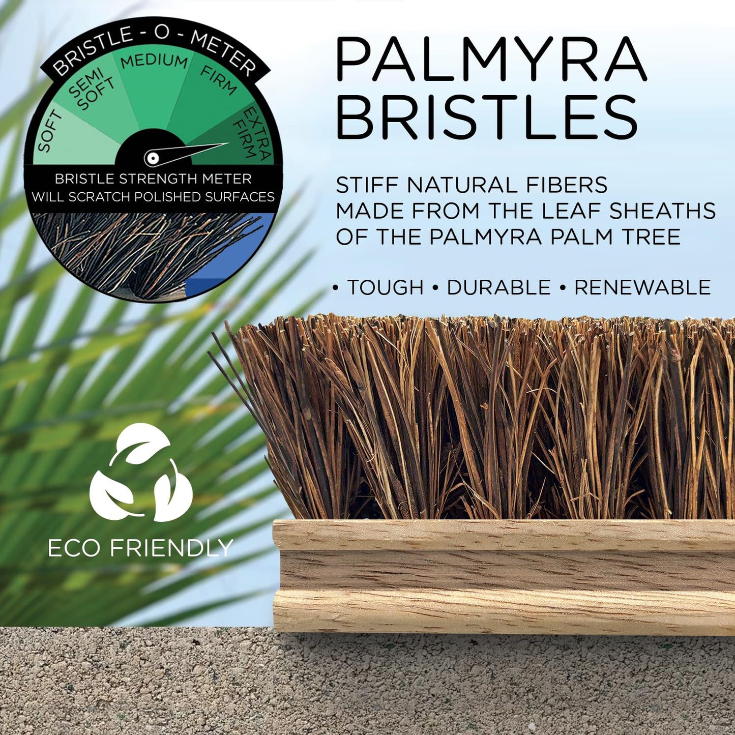 LOLA Deck Scrub Brush, 9" x 3.5" Head w/Palmyra Bristles for Outdoor Cleaning, Removes Dirt & Grime from Patios, Decks, Grout, 1 Count