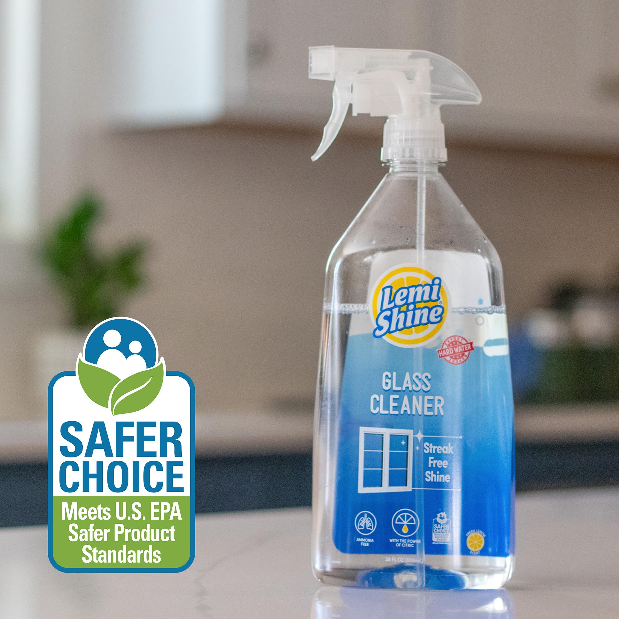 Lemi Shine Glass & Surface Cleaner - Multi-Surface Glass Cleaner Spray with Powerful Citric Acid, Cleans Smudges and Streaks From Windows, Glass