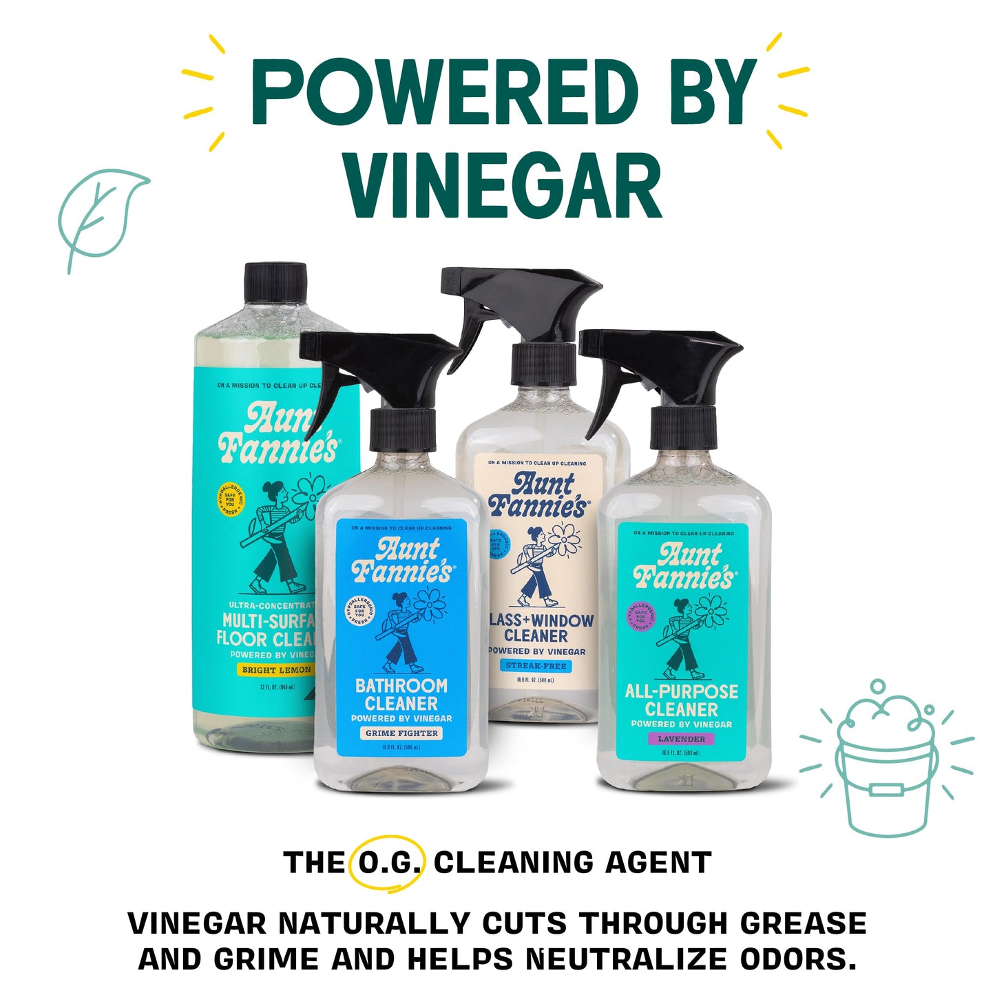 Aunt Fannie's All Purpose Household Cleaner, Multi-Surface Spray Cleaner, Powered by Vinegar for Kitchen, Bath, Windows and Countertops, Fragrance