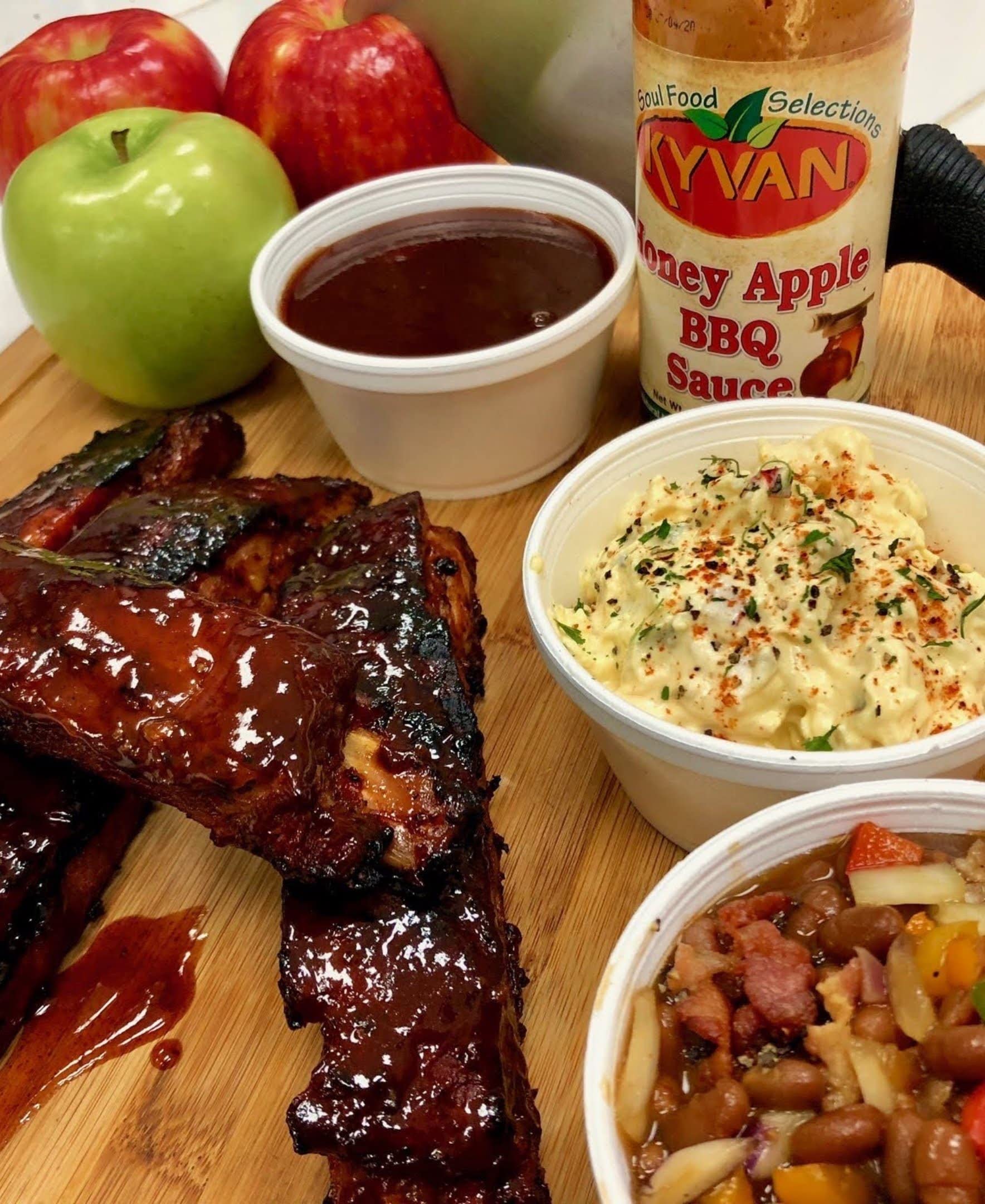 KYVAN Gourmet BBQ Sauce Variety 3 Pack, Sweet Potato BBQ Sauce, Honey Apple BBQ Sauce, Cherry Apple BBQ Sauce