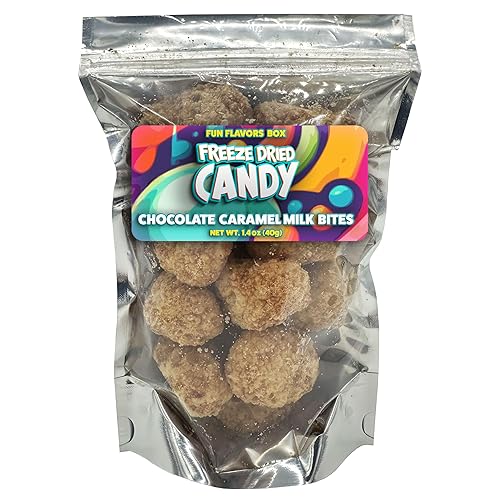 Freeze Dried Candy Chocolate Caramel Milk Bites Crunchy Treats - Space Theme Party Favor Gift Idea, 1.4 oz