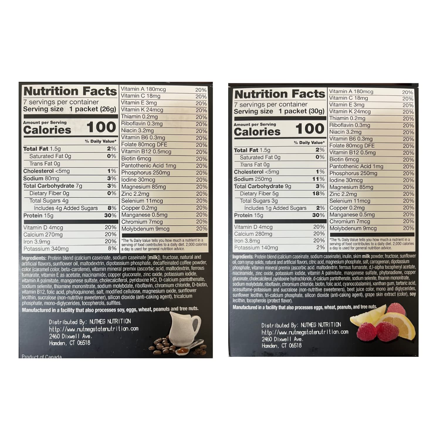 PROTIFIT - High Protein Caramel Caffe Latte & Lemon Raspberry Pudding & Shake Mix 2 Pack, 15g Protein, Low Calorie, Low Fat, Low Carb, Aspartame Free