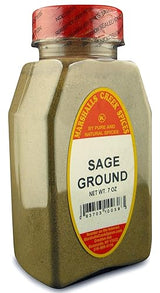 SAGE GROUND FRESHLY PACKED IN LARGE JARS, spices, herbs, seasonings 7 oz