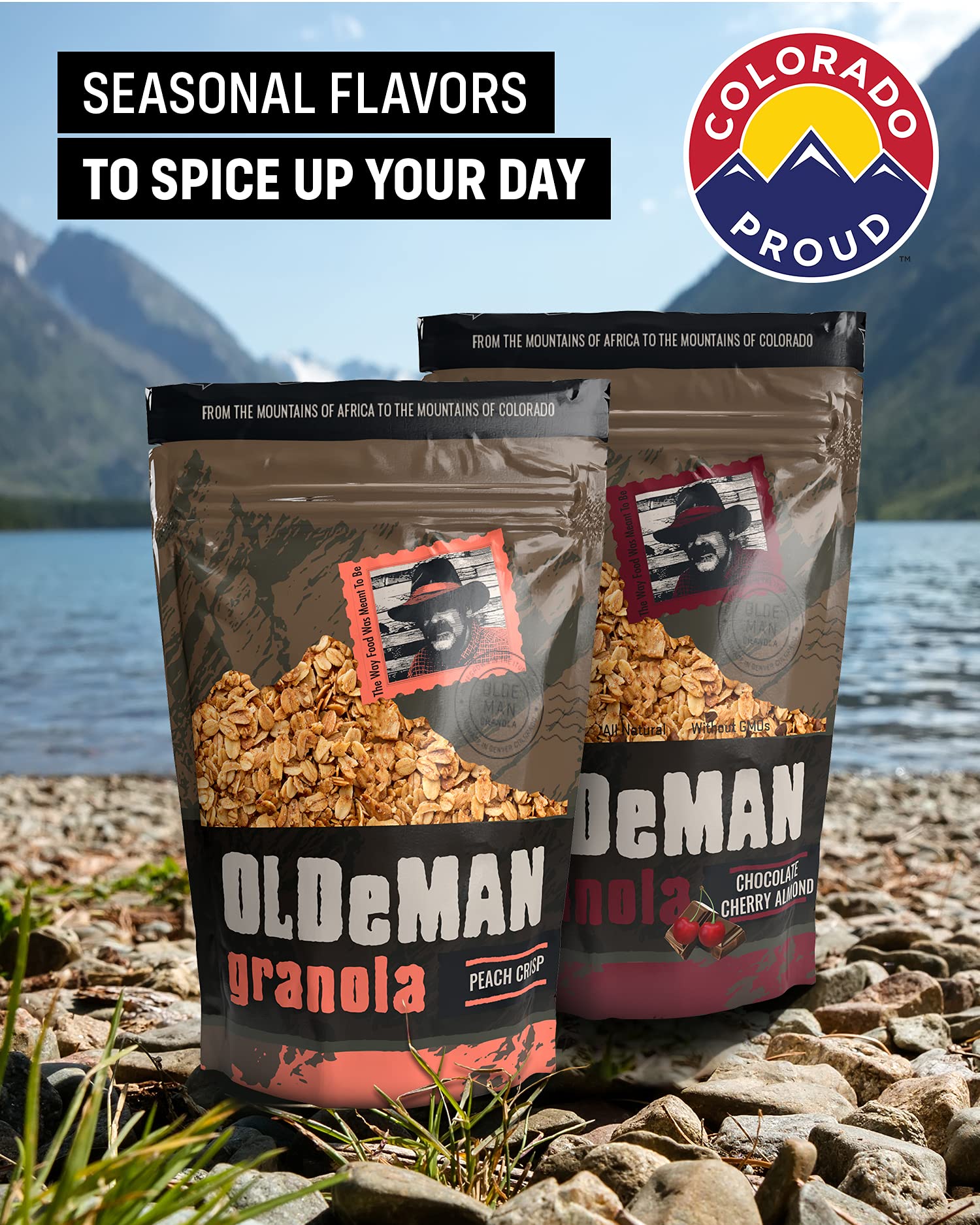 Olde Man Granola Gluten Free Granola - Non-GMO Healthy Granola Cereal - Soft Whole Grain Oats, Butter, Brown Sugar - Handmade in Colorado (Peach
