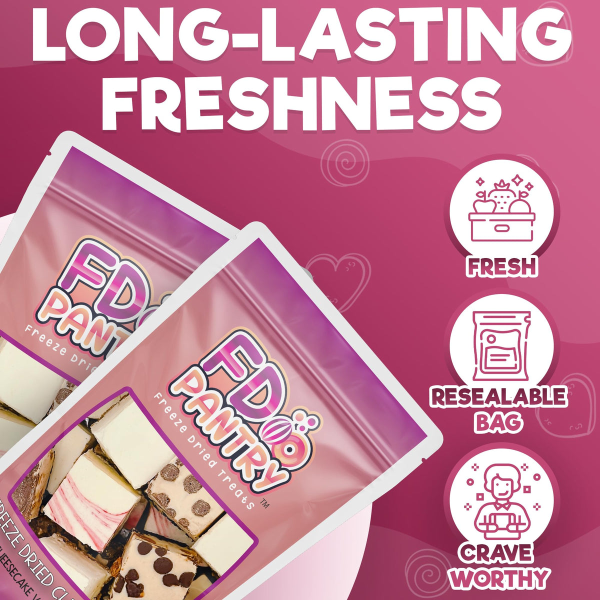 Freeze Dried Cheesecake Bites New York Style 4.1oz (6 Pack) - Caramel, Chocolate Chip and Strawberry Swirl Freeze Dried Dessert - Mini Chocolate