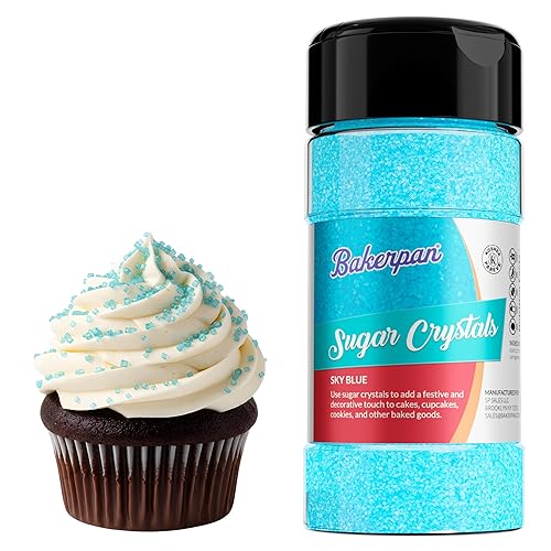 Bakerpan Sugar Sprinkles for Baking - 7 Ounce Sky Blue Decorating Sugar Crystals for Cookies, Cake Pops, Ice Cream (Made in USA)