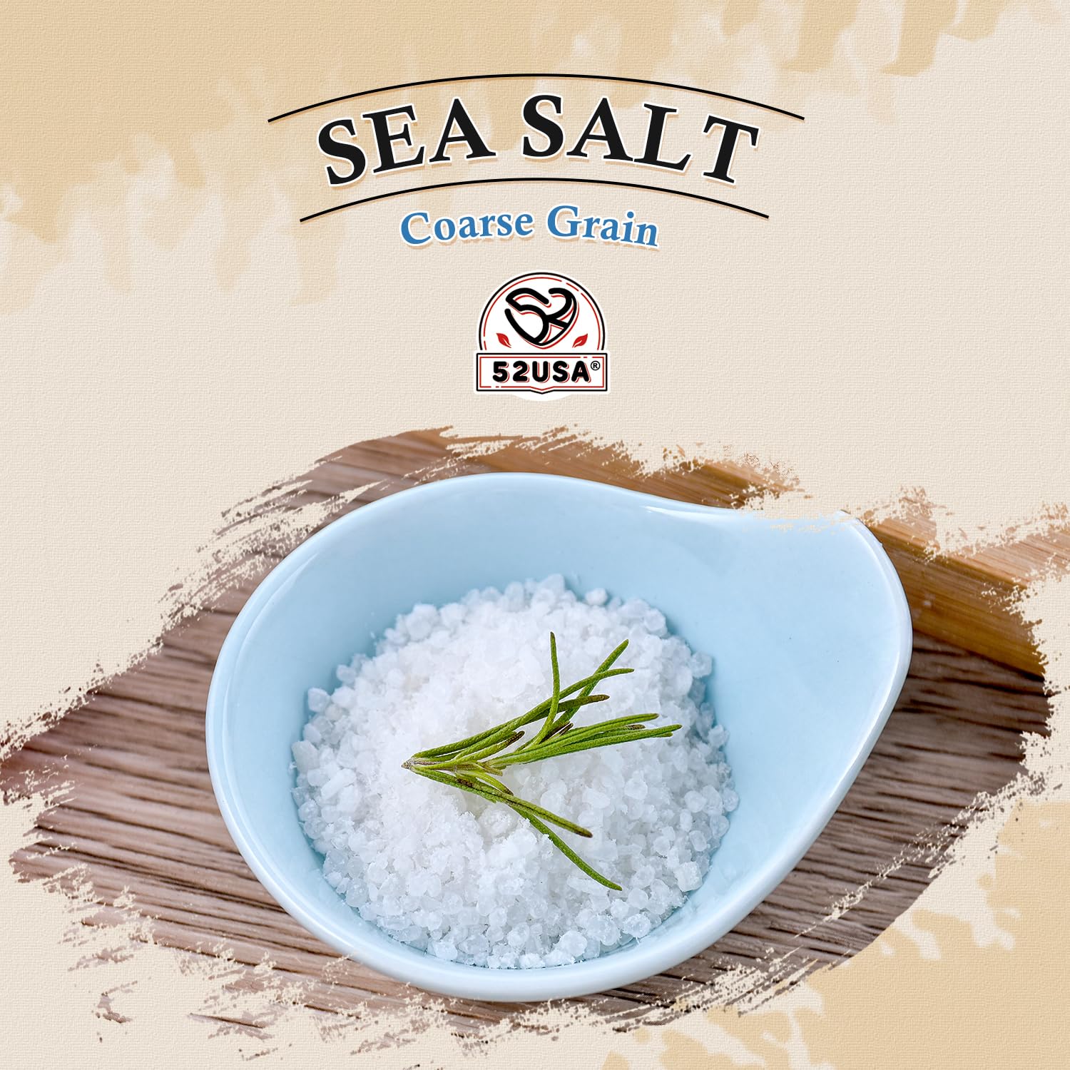 52USA Sea Salt, 2lb - 32oz (1 Pack), Coarse Grain, Salt Grinder Refill, Perfect Coarse Sea Salt For Cooking, All Natural Sea Salt