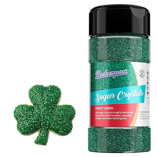 Bakerpan Green Sugar Sprinkles for Baking - 7 Ounce Forest Green Decorating Sugar Crystals for Cookies, Cake Pops, Ice Cream (Made in USA)