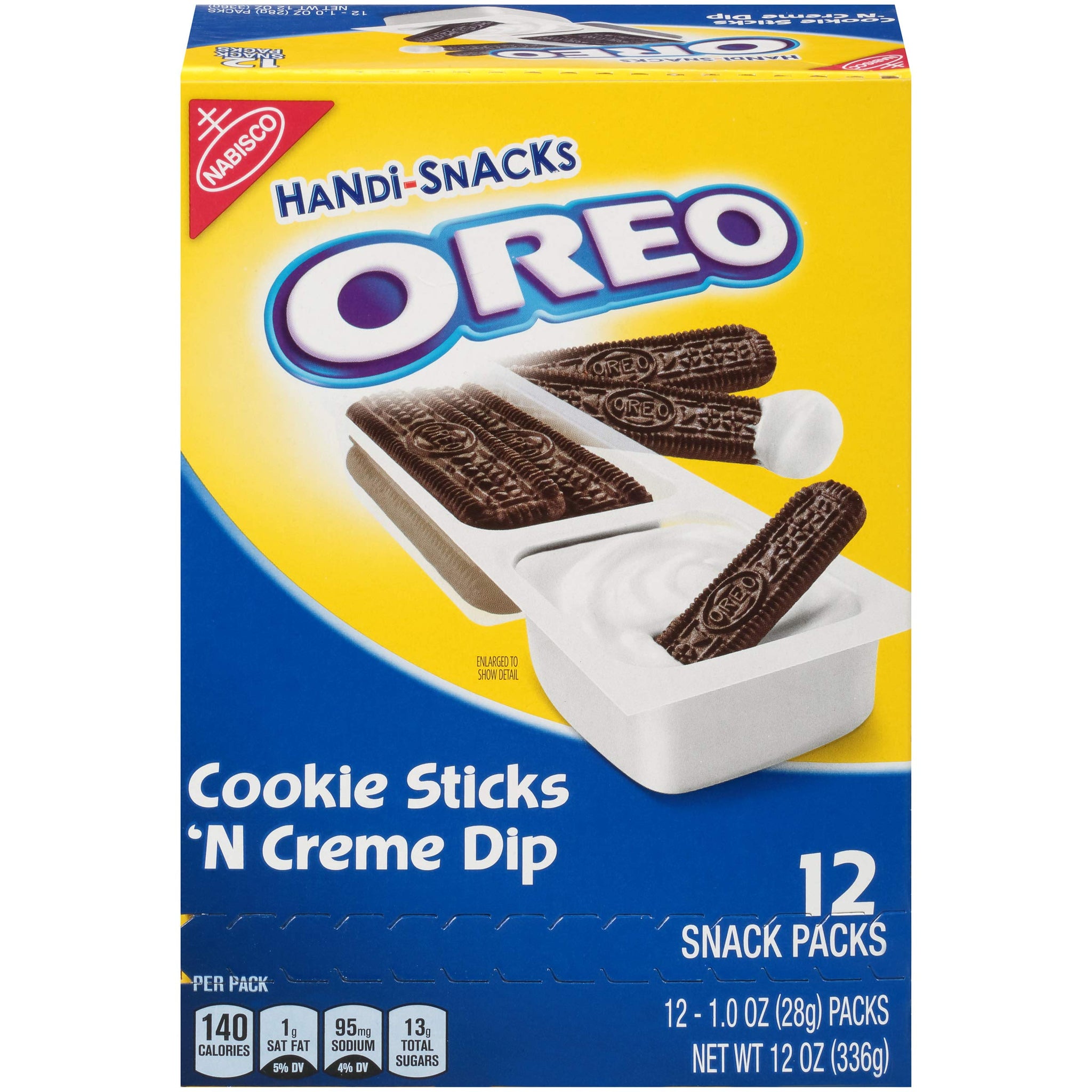 Handi-Snacks OREO Cookie Sticks 'N Crème Dip Snack Packs, 1 Box of 12 Snack Packs