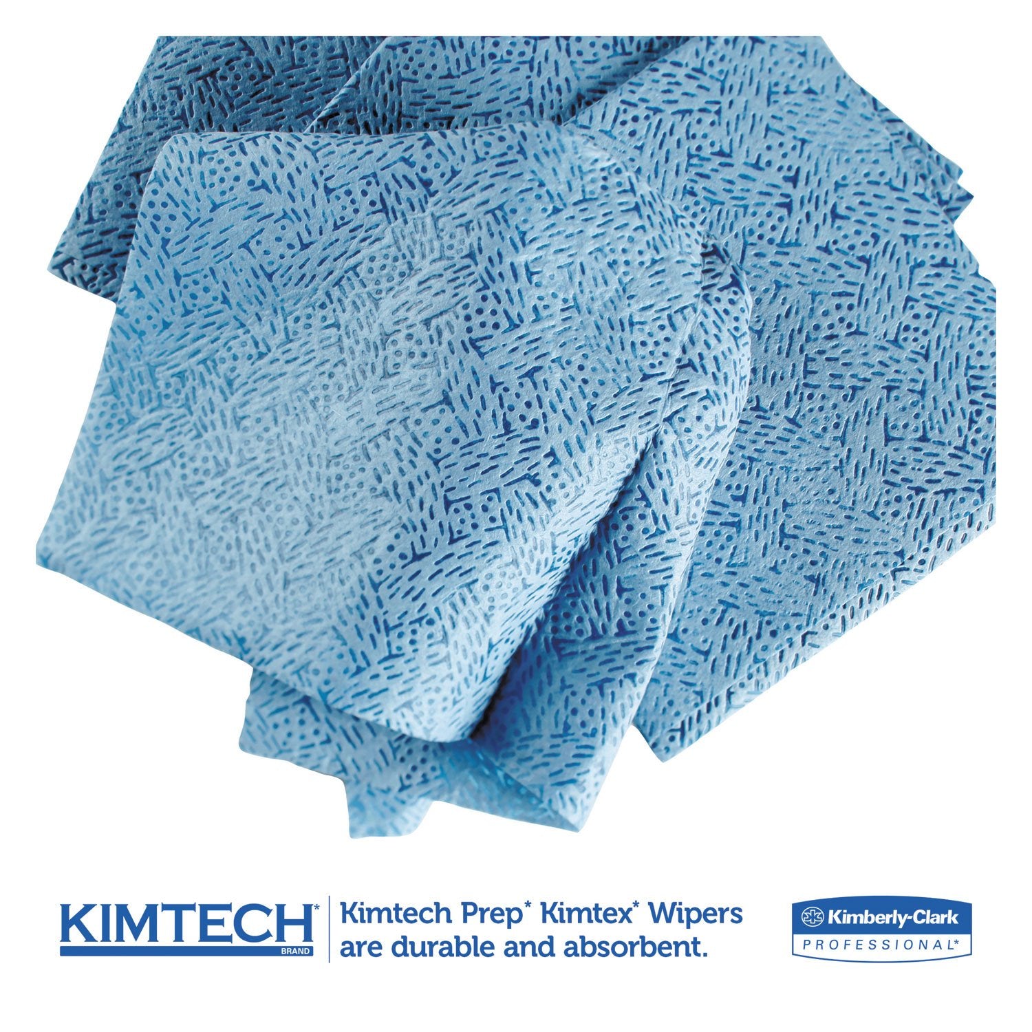 Kimberly-Clark KIMTEX Wipers, 1/4 Fold, 12 1/2 x 12, Blue, 66/Box, 8 Boxes/Carton, Sold As 1 Carton