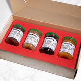 Old World Quality Foods 4-pack Premium European Fruit Jam Sampler with Strawberry Vanilla, Pear Ginger and Lime, Sour Cherry, and Apple Mango Flavors