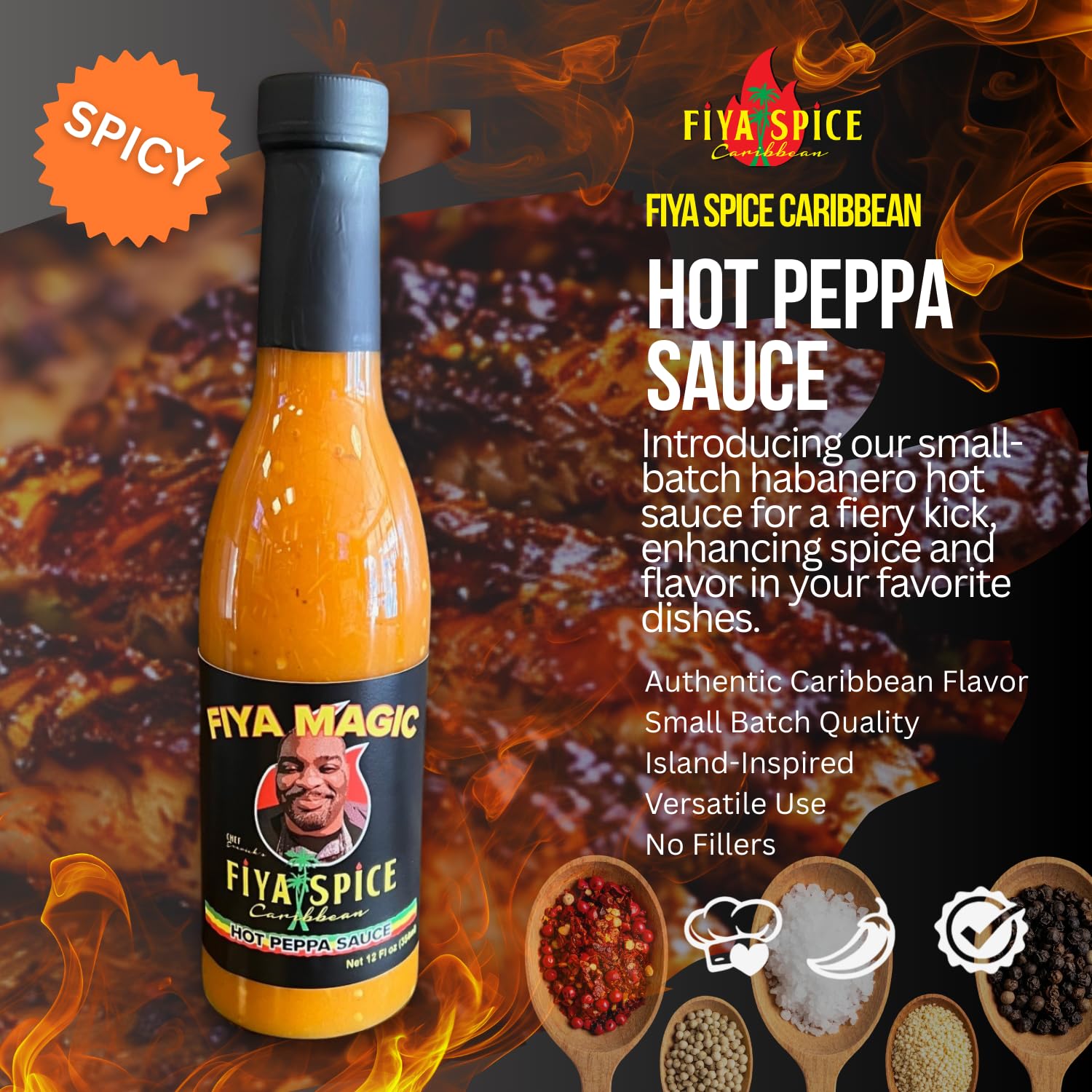 Caribbean Hot Pepper Sauce | Jamaican Habanero Blend | Bold Island Heat | 5 fl oz