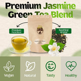 Jasmine with Flowers Green Tea | Loose Leaf Tea Pouch - 16oz Bulk Bag | Premium Floral Blend from Fujian China | Soothing Aroma | Steamed Green Tea |