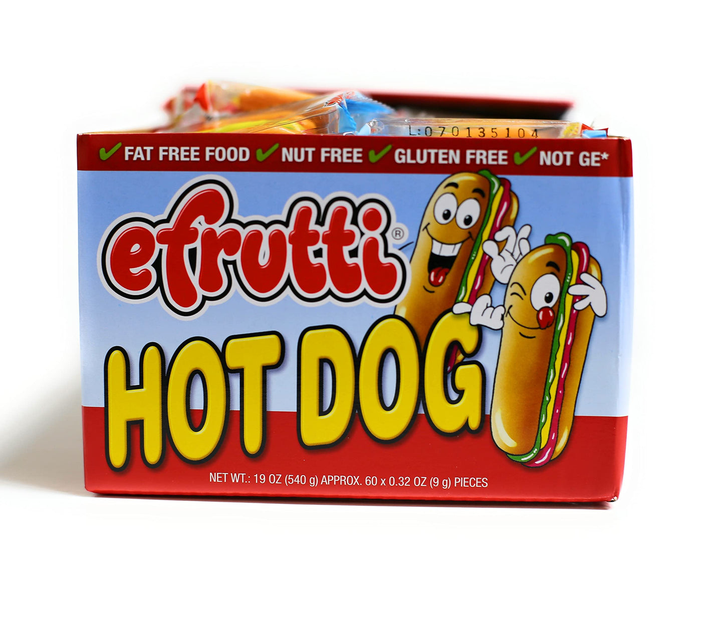 eFrutti Gummi Hot Dog Shape ( 60 Pieces ) Display Box Individual Wrap Gummy by Look-On