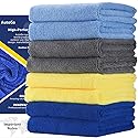 AutoGo Microfiber Cleaning Cloth 16x16 Inch 8 Pack, Multipurpose Cleaning Rags for House Housekeeping Dusting, Absorbent Lint Free Streak Free Hand