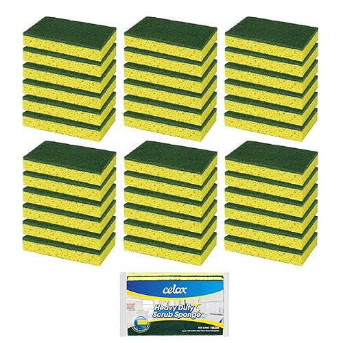 CELOX 36 Pack Dish Sponge for Kitchen, Dual Sided Scrub Sponge Heavy Duty, Non-Scratch Sponges Perfect for Kitchen Dishwashing and Household Cleaning