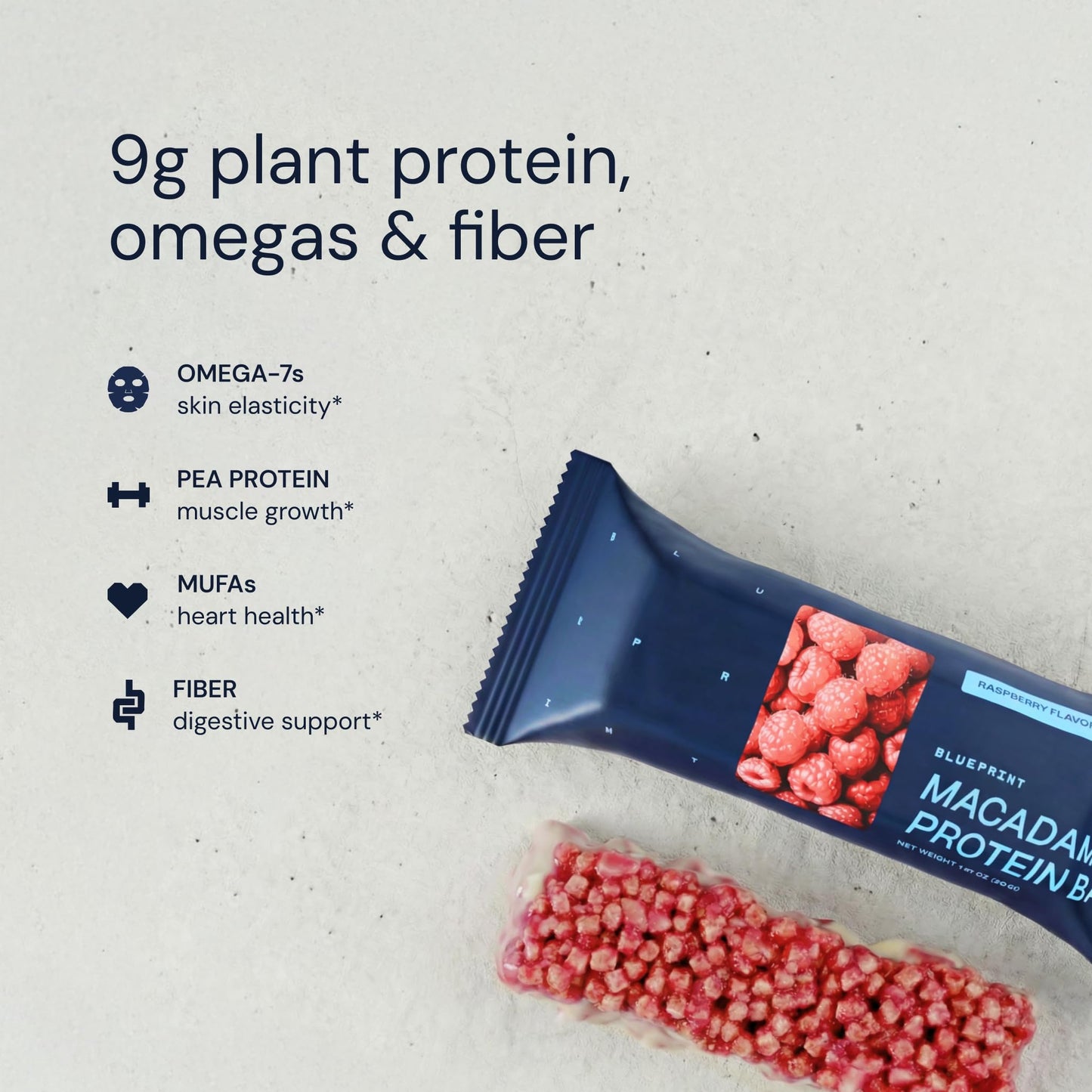 Blueprint Bryan Johnson Macadamia Nut Protein Bar - 9G Plant Protein - Healthy Fats - Supports Muscle Growth - Low Carb & Sugar - Natural Ingredients