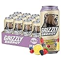 GRIZZLY Energy Drink Mountainberry Lemonade Taurine B Vitamins & 160mg Caffeine - Energy Focus & Hydration Boost - 10 Calories, Zero Sugar - No