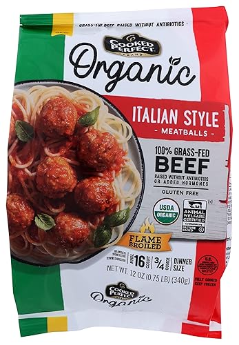 Cooked Perfect, Beef Meatball Italian Gluten-Free Grass Fed Organic, 12 Ounce , 12 Ounce