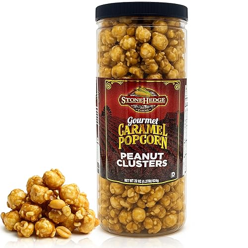 Stonehedge Farms Gourmet Peanut Caramel Popcorn Clusters | 20 oz Reclosable Container | Mix Of Carmel Pop Corn, Peanuts, and Butter Toffee | Holiday