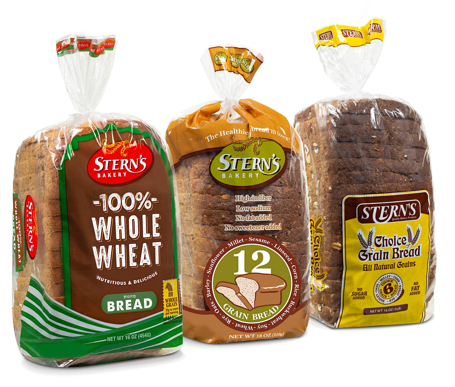 Whole Grain Bread | Sandwich Bread | 3 Flavor Variety Bundle | (1) 12 Grain Bread (1) 6 Grain Bread (1) 100% Whole Wheat Bread | 16 oz per Loaf