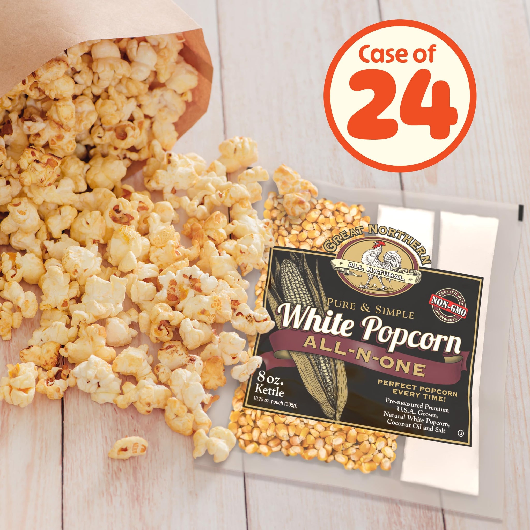8oz White Popcorn Machine Popcorn Packets - All-in-One Pre-Measured Gluten Free White Popcorn Kernels for Popping with Salt and Coconut Oil Packs by
