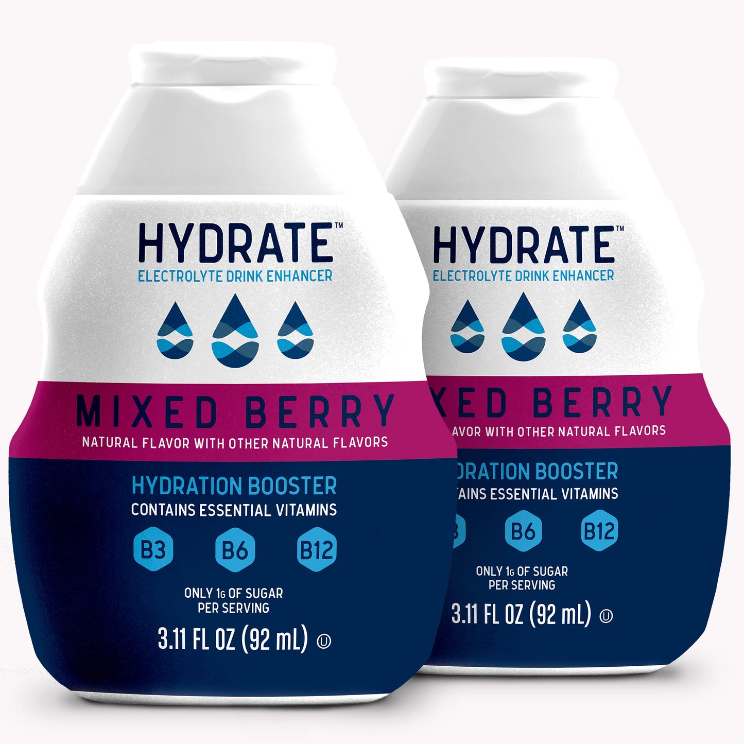 hydrate Electrolyte Liquid Drink Enhancer Drops, Low Sugar, Low Calorie, Natural Flavor Hydration Mix with Essential Vitamins B3 B6 B12 (6.22 Fl Oz