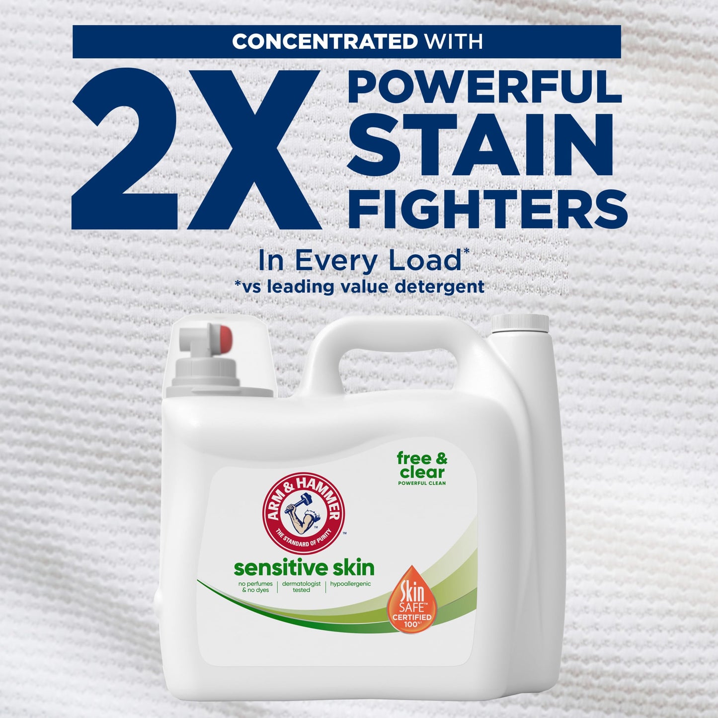 ARM & HAMMER Sensitive Skin Free & Clear, 140 Loads Liquid Laundry Detergent, 140 Fl oz