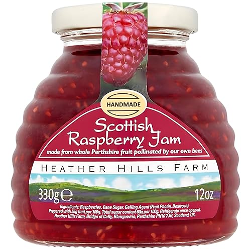 Heather Hills Farm Scottish Raspberry Jam 11.6oz (330g) - Handmade Artisan Fruit Preserve, Tart Natural Soft Set Jam, Scottish Food Gift from