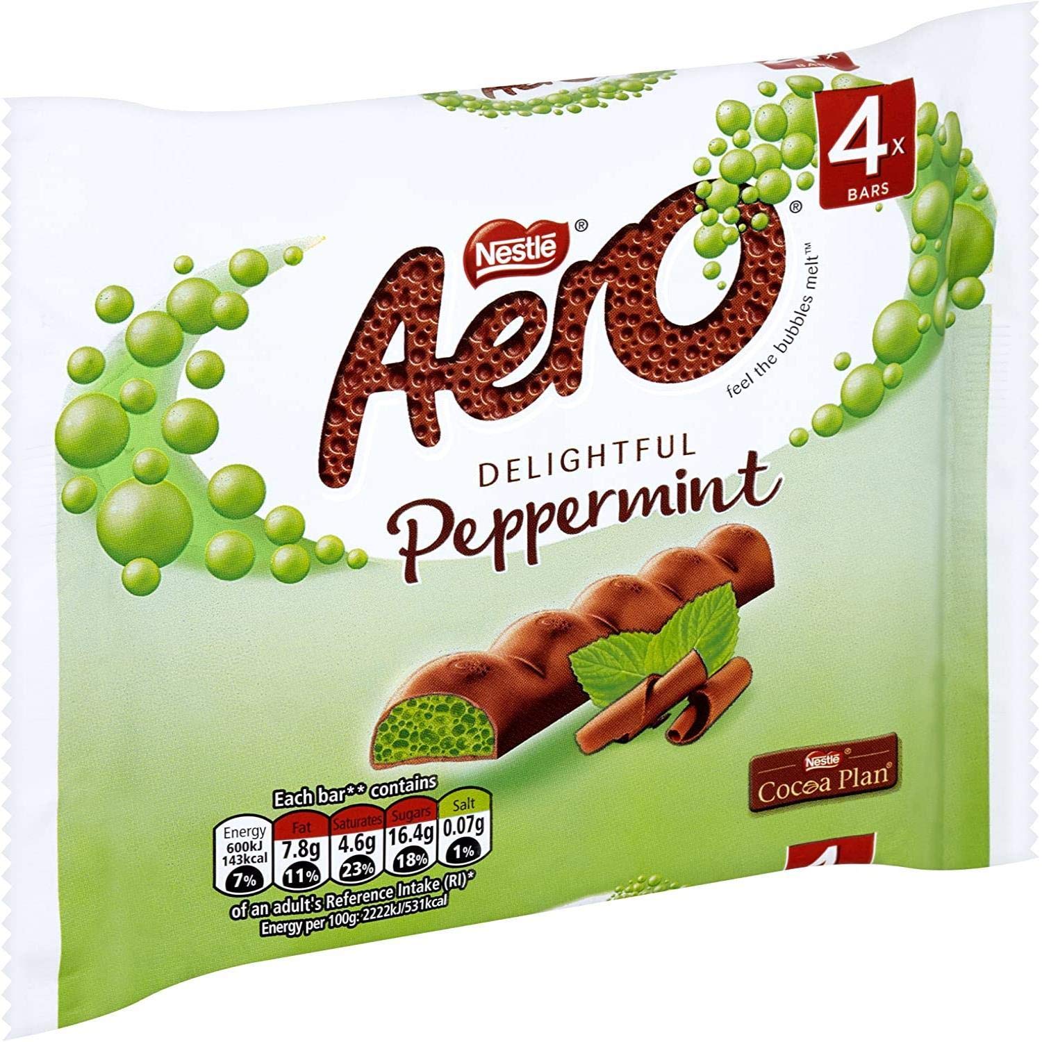 Aero Peppermint Bubbly Bar Multipack 4 x 27g - Pack of 2