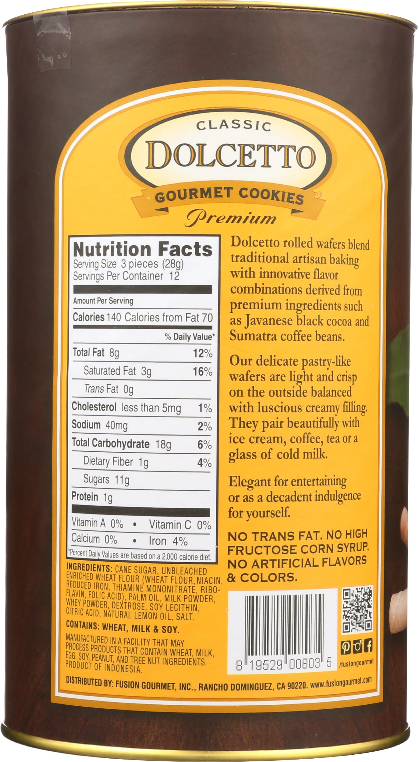 DOLCETTO Dolcetto Wafer Rolls Lemon, 12 OZ