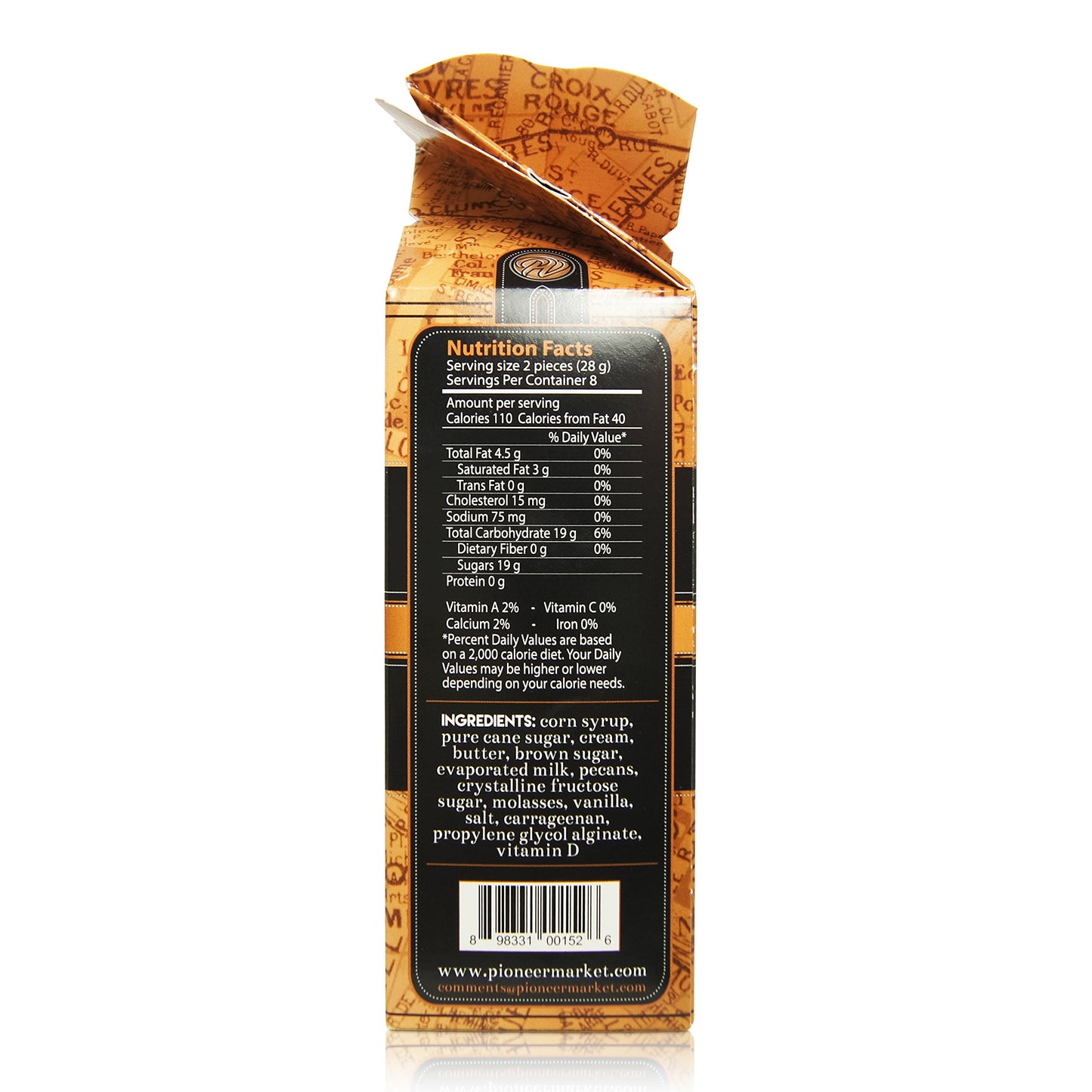 Pecan Caramels 8oz Box by Pioneer Valley (Soft, Premium Quality, Artisanal Caramels)