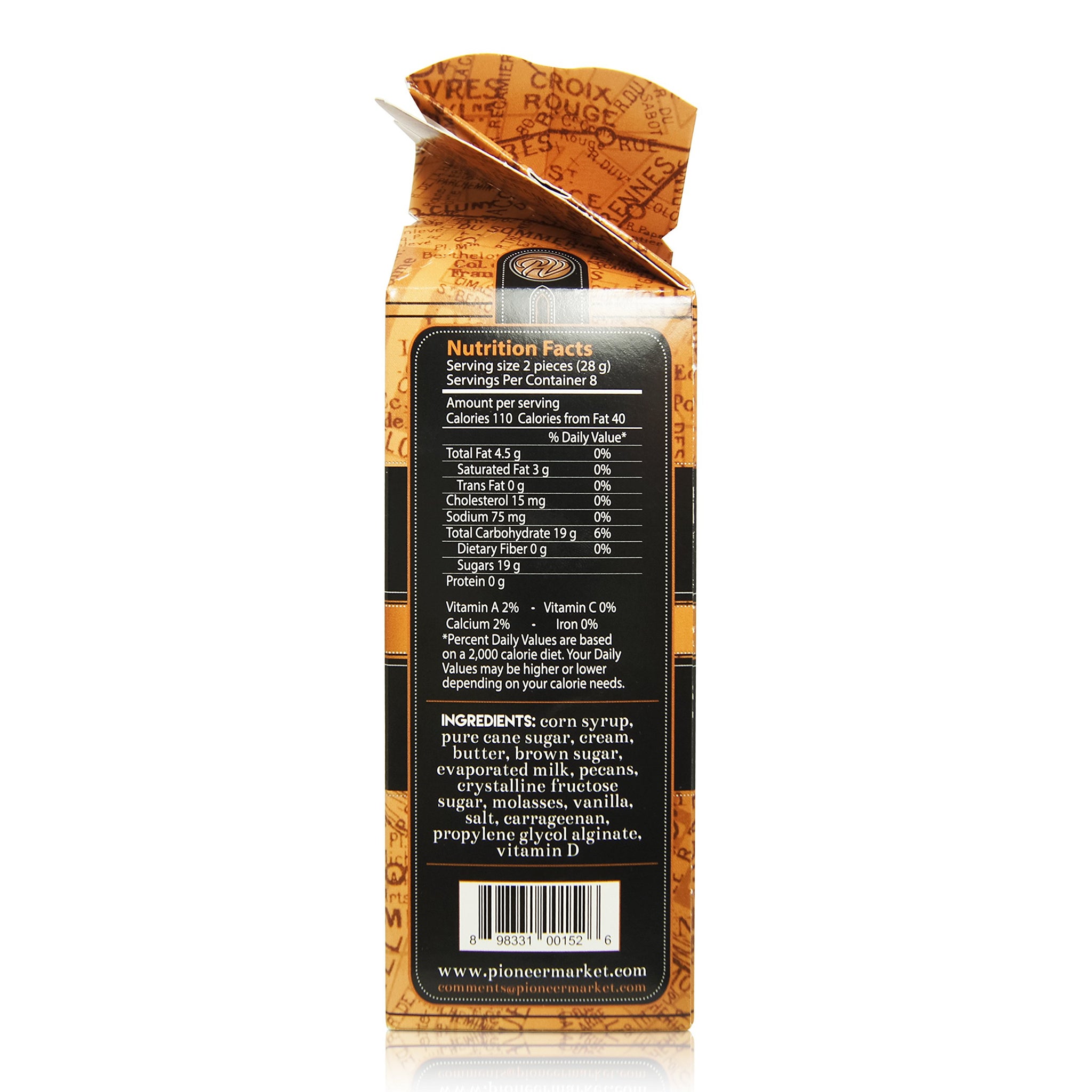 Pecan Caramels 8oz Box by Pioneer Valley (Soft, Premium Quality, Artisanal Caramels)