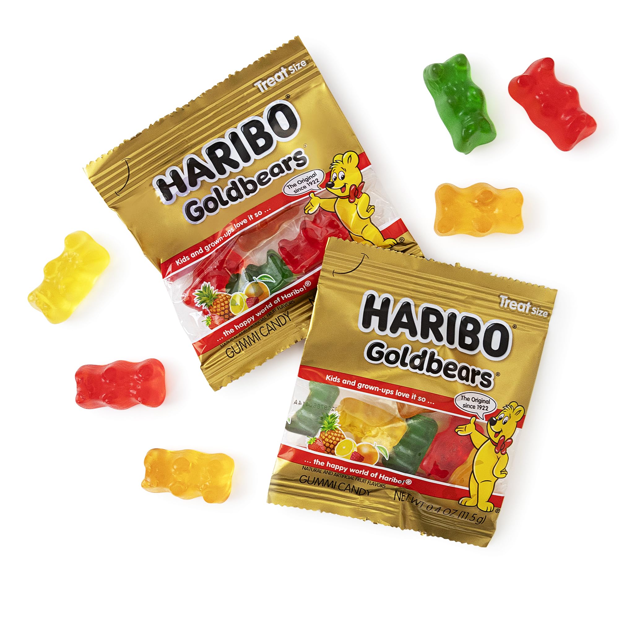 Goldbears Gummi Bears HariboCandy 75 Count Treat Size - 0.4 oz Individually Wrapped Bags -Assorted Fruit Flavors - Perfect for Snacks, Treats, Goodie