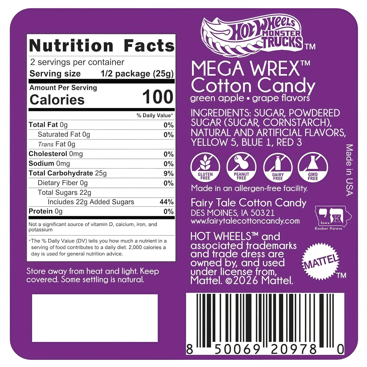 Hot Wheels Monster Trucks Mega Wrex Cotton Candy 1.75 oz Pack of 1)
