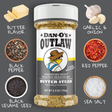 Dan-O’s Outlaw Butter Steak Seasoning - 6.9 oz - Buttery Steak & All Purpose Seasoning for Beef, Chicken & Veggies - Sugar Free, Zero Calorie, Dry Rub