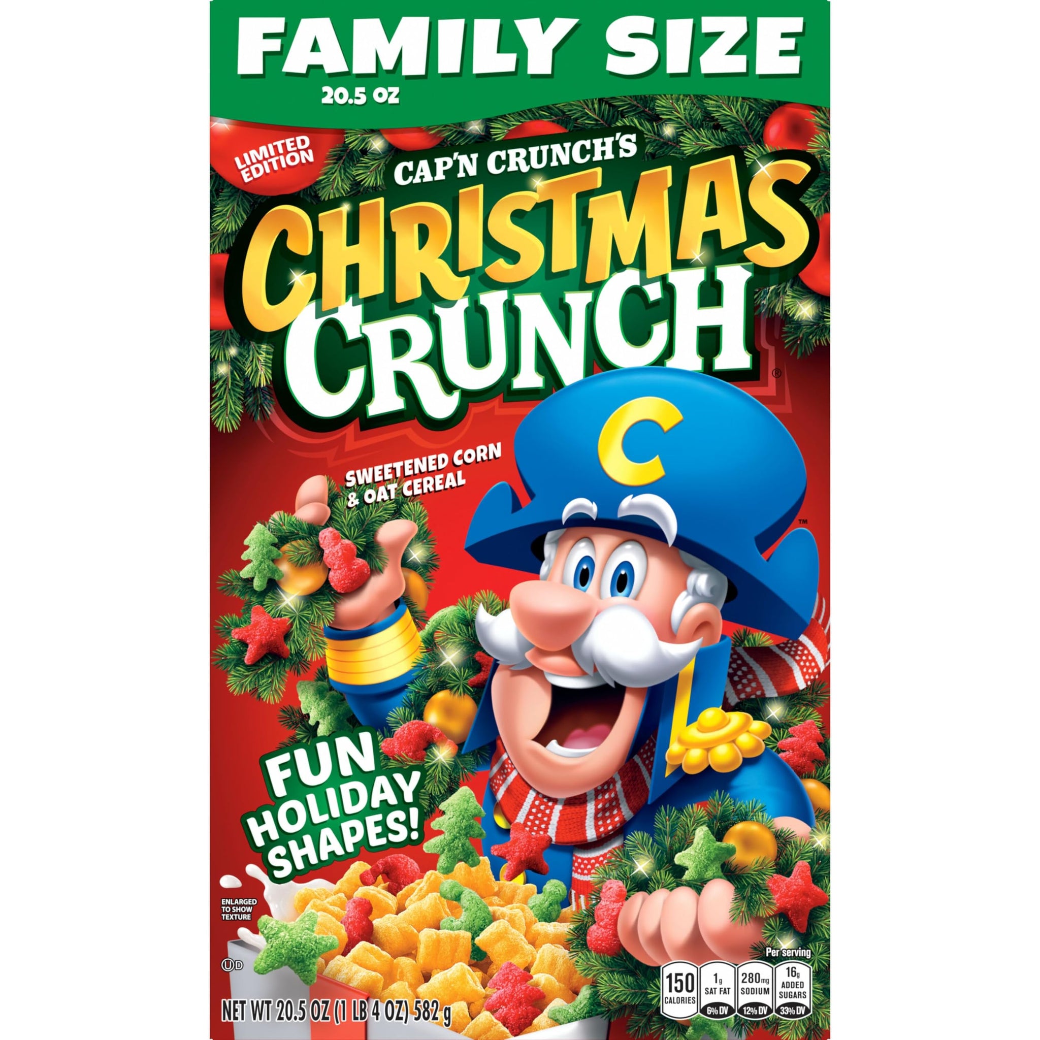 Cap'n Crunch Cereal Limited Edition Christmas Crunch, 20.5oz Box
