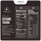 Organic Whole Sesame Tahini Paste - Unhulled & Stone-Ground - Silky Smooth Texture in Hummus, Dips, Dressings - Unsalted, Nut-Free, Kosher, Paleo
