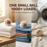 Woolly's Wool Dryer Balls - 100% Pure New Zealand Wool, Reusable Natural Fabric Softener, Reduces Drying Time & Clothes Wrinkles, Chemical-Free Dryer