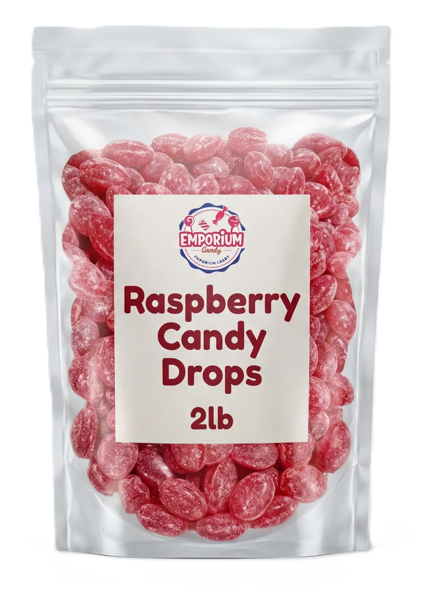 2 lbs Raspberry Candy Drops - Classic Old Fashioned Sugar-Dusted & Sanded Bulk Sweet Treats for Parties, Gifts & Snacking
