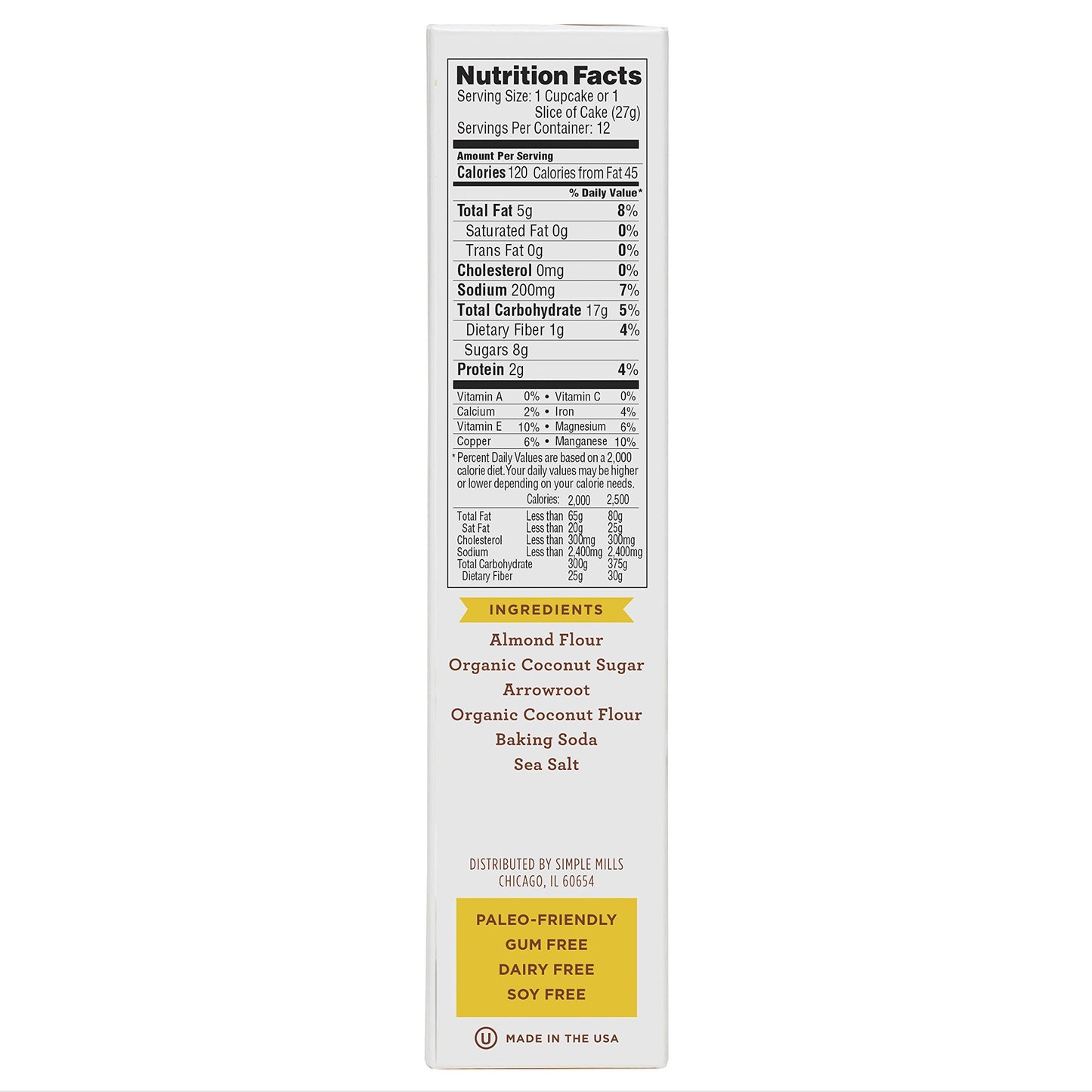 Simple Mills Almond Flour Baking Mix, Vanilla Cupcake & Cake Mix - Gluten Free, Plant Based, Paleo Friendly, 11.5 Ounce (Pack of 1)